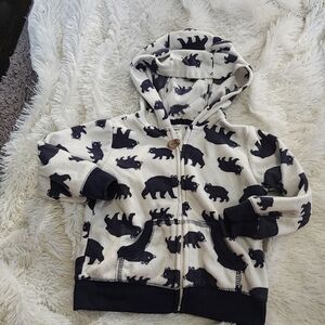Carter's white and blue bear print fleece zip up jacket hoodie size 12 months